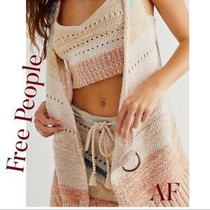 FREE PEOPLE SOUTHWEST SWEATER SET PEACH COMBO MEDIUM